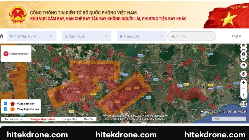 Bản đồ cấm bay cần lưu ý khi thực hiện xin phép bay drone light show